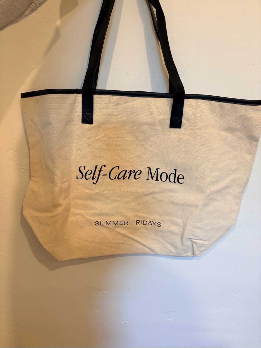 Summer Fridays Canvas Tote in Cream with Black Trim